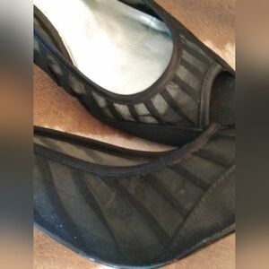 Black Mesh Peep-Toe Heels